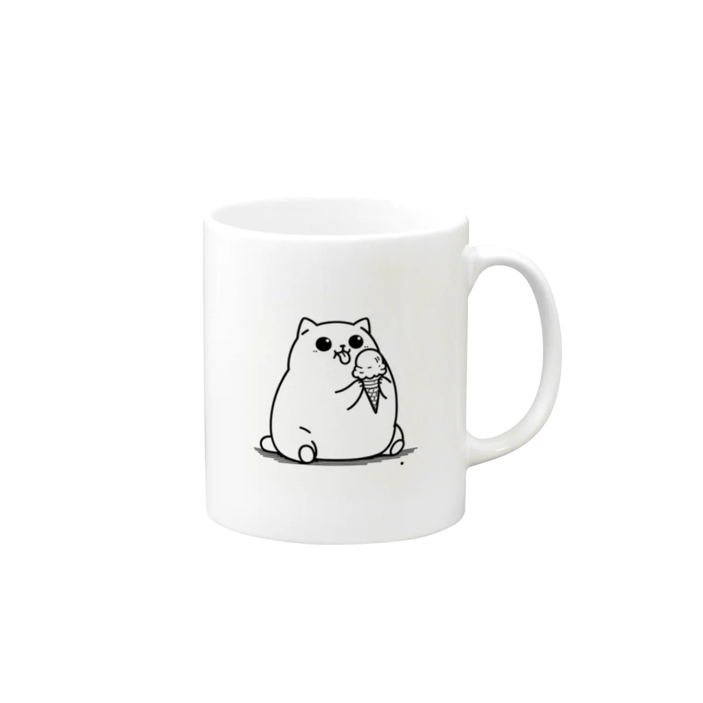 猫!にゃんこ！のアイスうまいにゃんこ Mug :right side of the handle