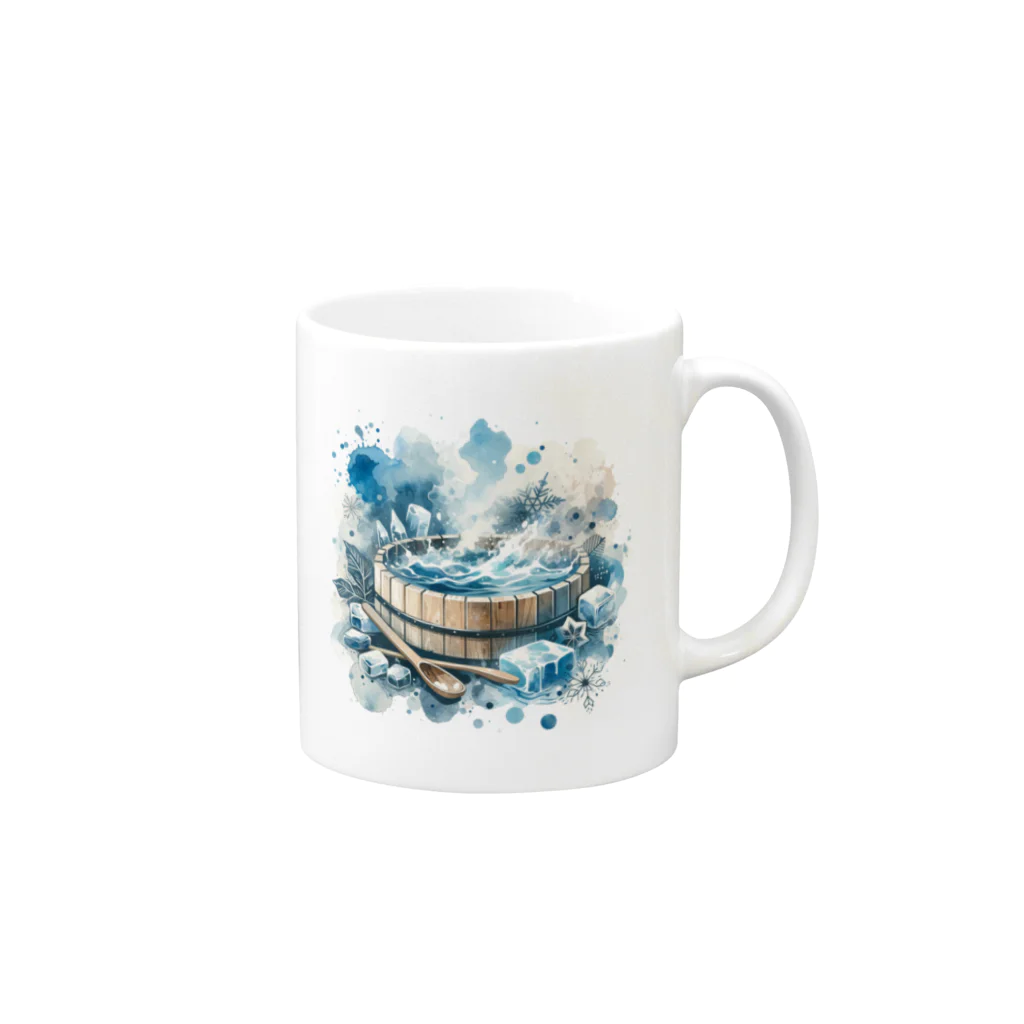 SaunaSplashArt サウナスプラッシュアートの水風呂デザイン１（大） Mug :right side of the handle