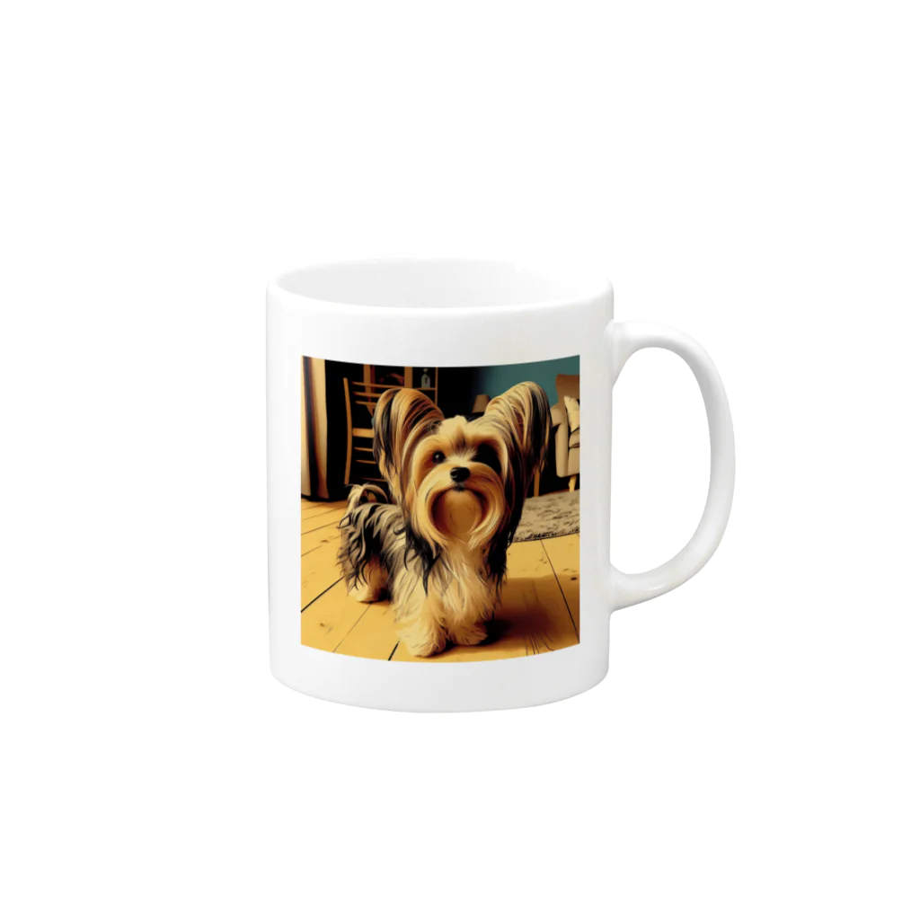 Dog Selectionの惹かれる！可愛さ満点のヨーキーアイテム Mug :right side of the handle