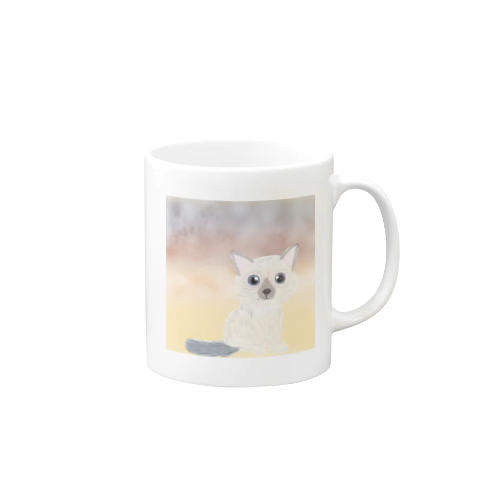 どうぶつ🐾のお店の夕景とねこ Mug :right side of the handle