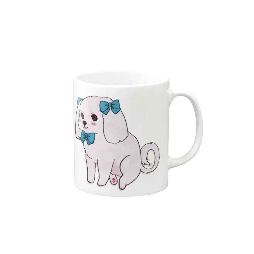 我楽汰倉庫_第二支部(犬)のおしゃれなマルチーズ Mug :right side of the handle