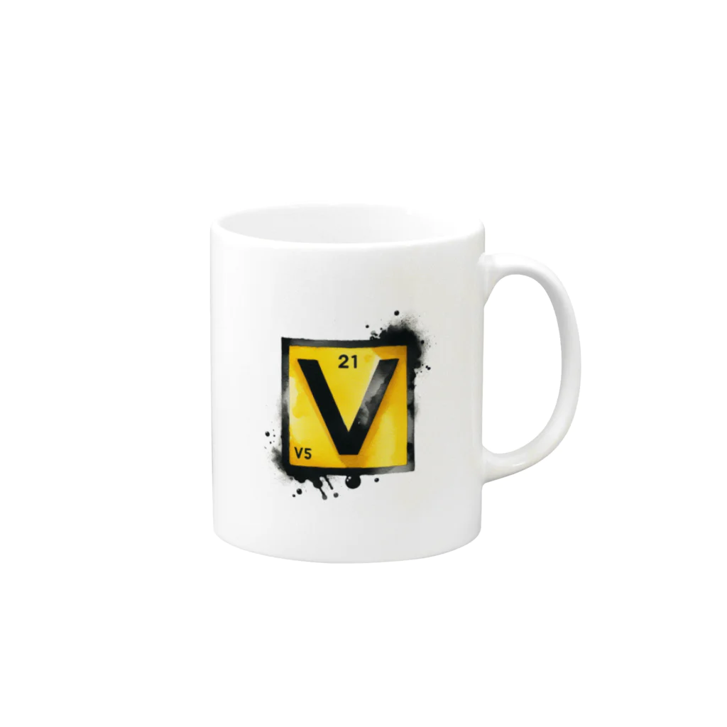 science closet（科学×ファッション）の元素シリーズ　~バナジウム V~ Mug :right side of the handle