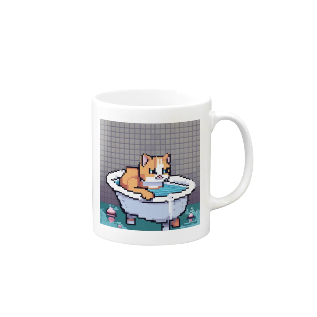 wakuwaku26のお風呂に入るボス猫 Mug :right side of the handle