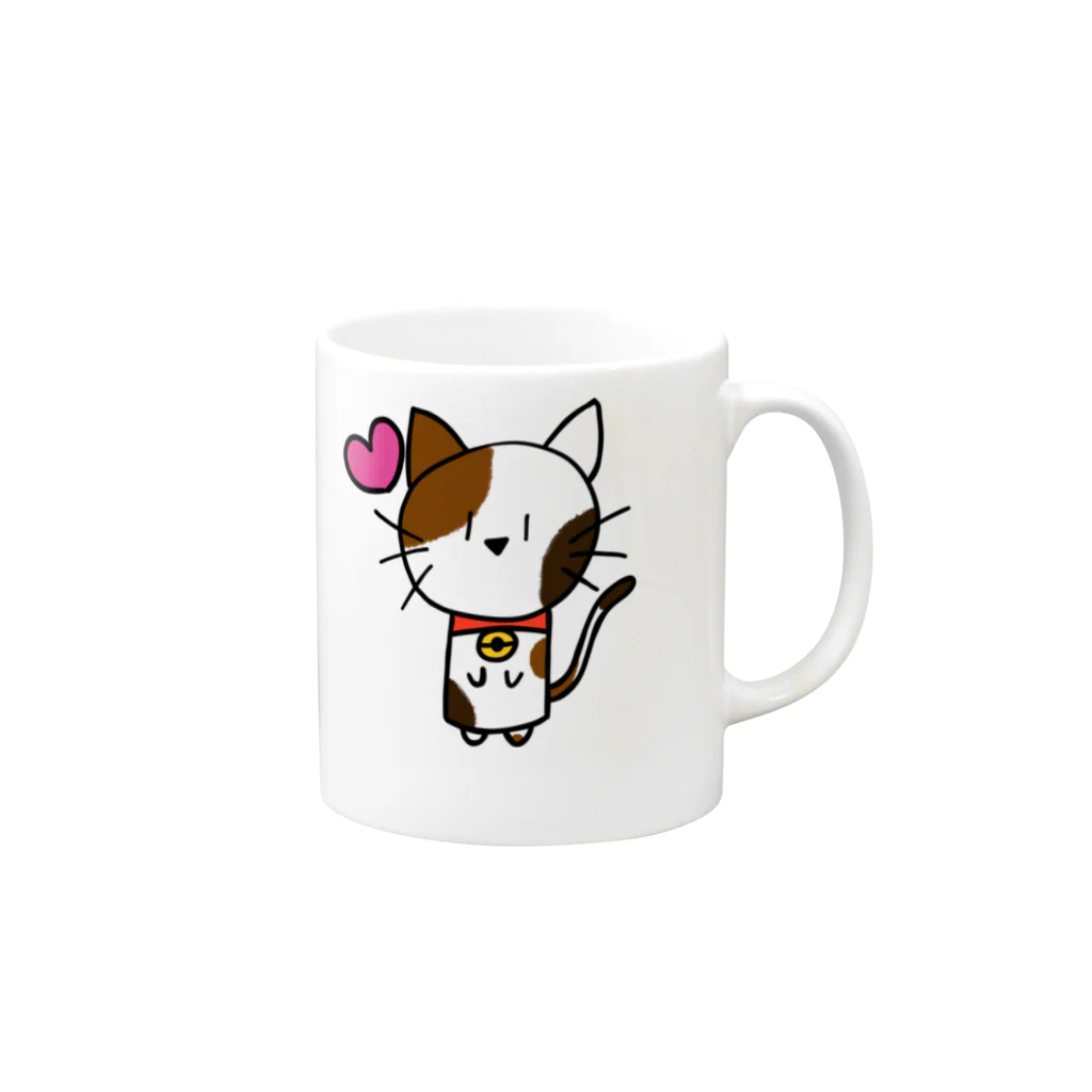 ねこ日和のねこ日和（ぶち猫） Mug :right side of the handle