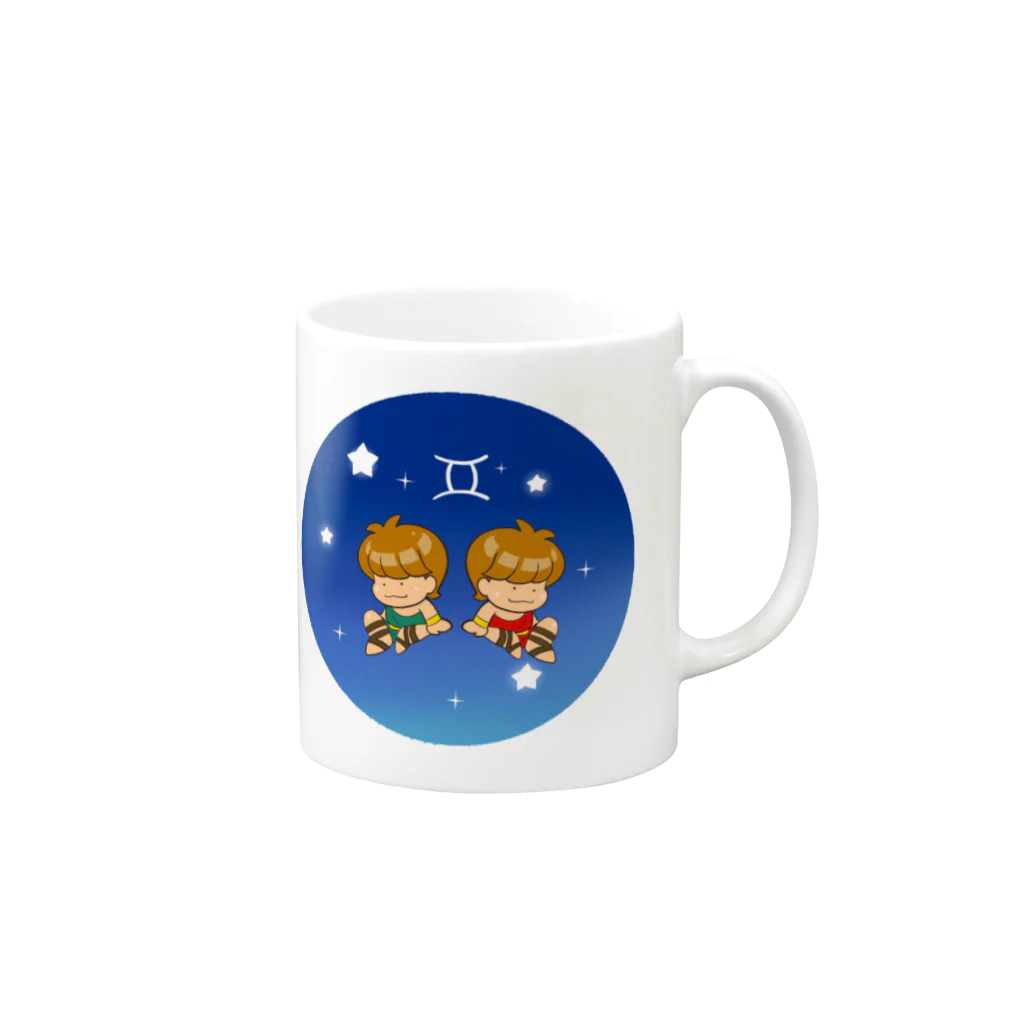 もふもふ堂の双子座のマグカップ Mug :right side of the handle