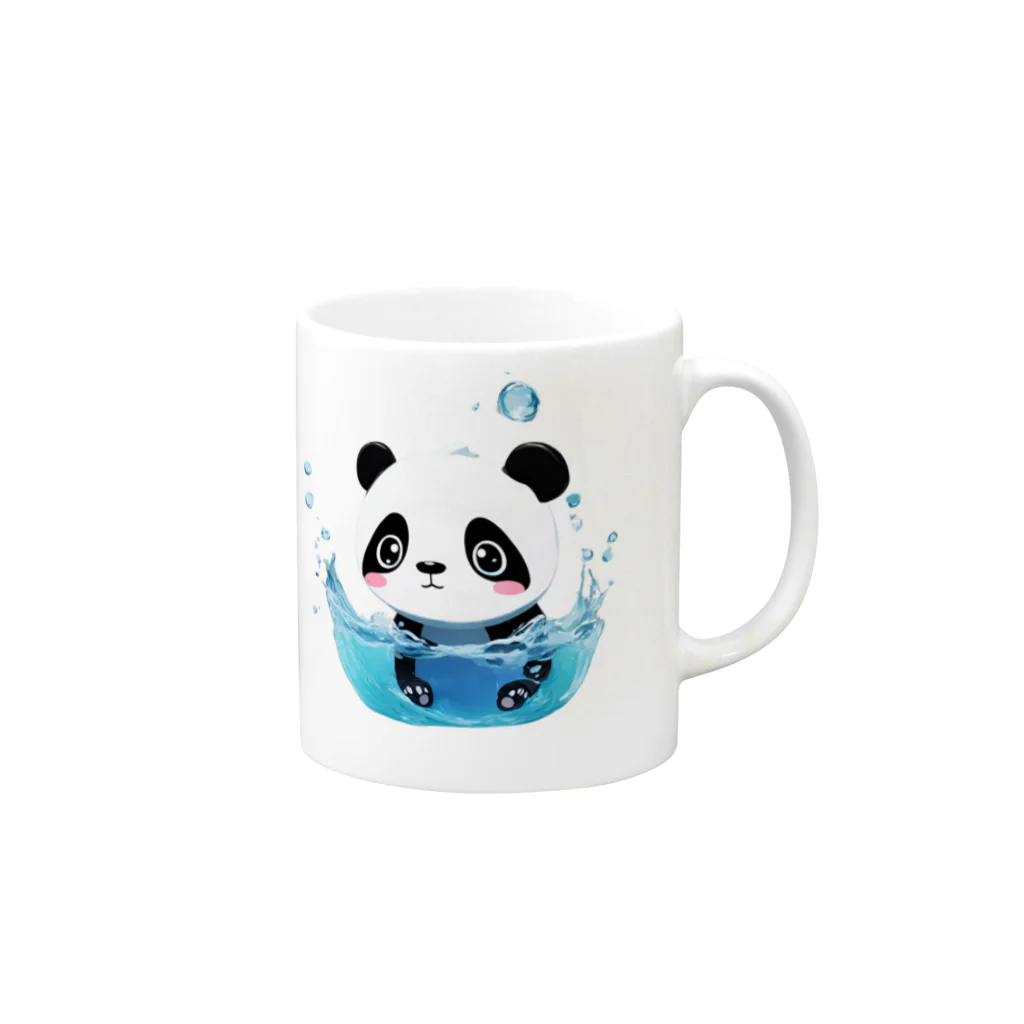 waterpandaの水に落ちるパンダ Mug :right side of the handle