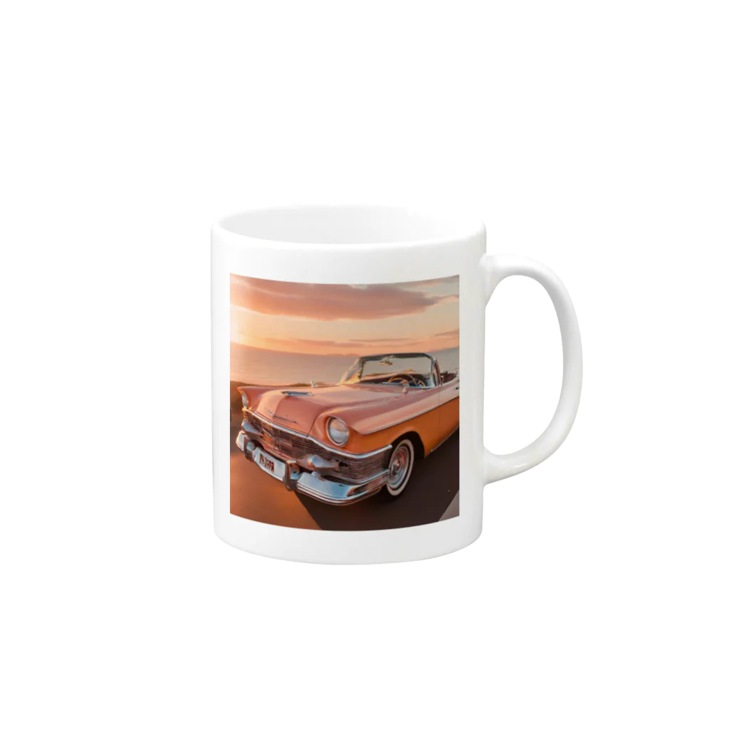 SUNSET TAKEOFFのSUNSET ハワイアンクラシックカー Mug :right side of the handle