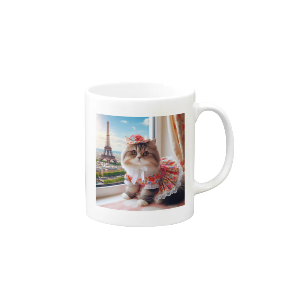 redpanda_pandaのおすまし猫ちゃん Mug :right side of the handle