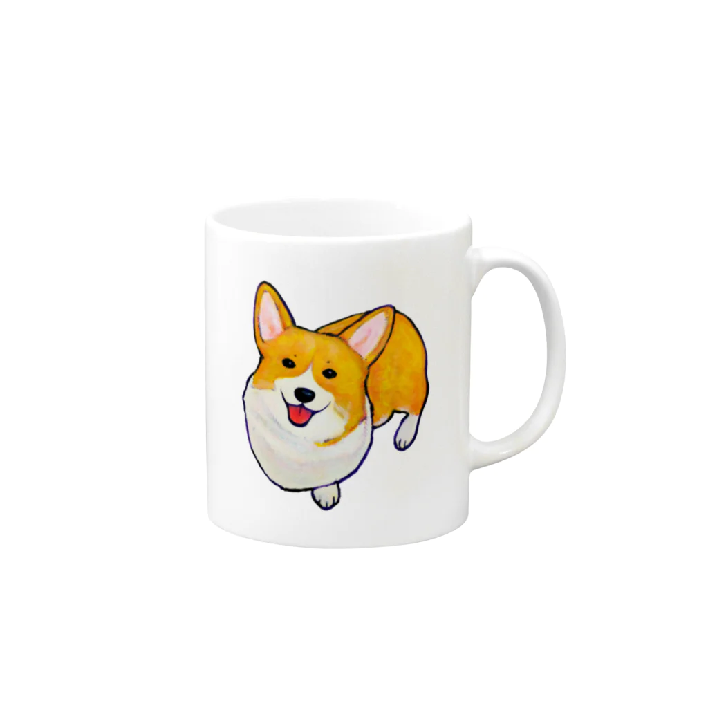 aoの嬉しそうに見上げるコーギー Mug :right side of the handle