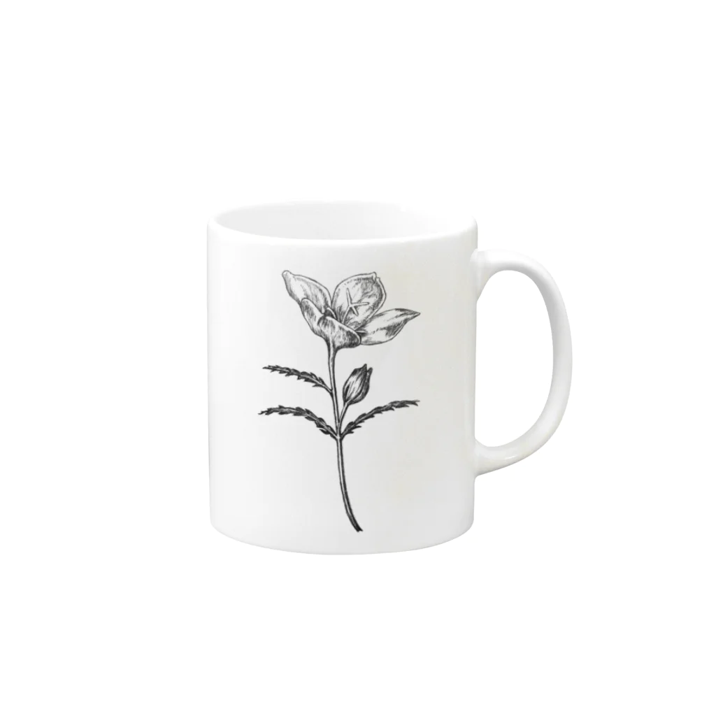 ペンで描く植物の詩のevening primrose  Mug :right side of the handle