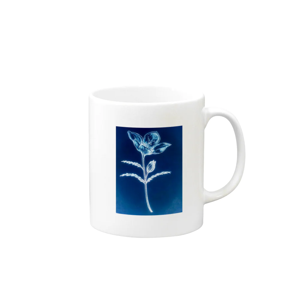 ペンで描く植物の詩のevening primrose(反転) Mug :right side of the handle