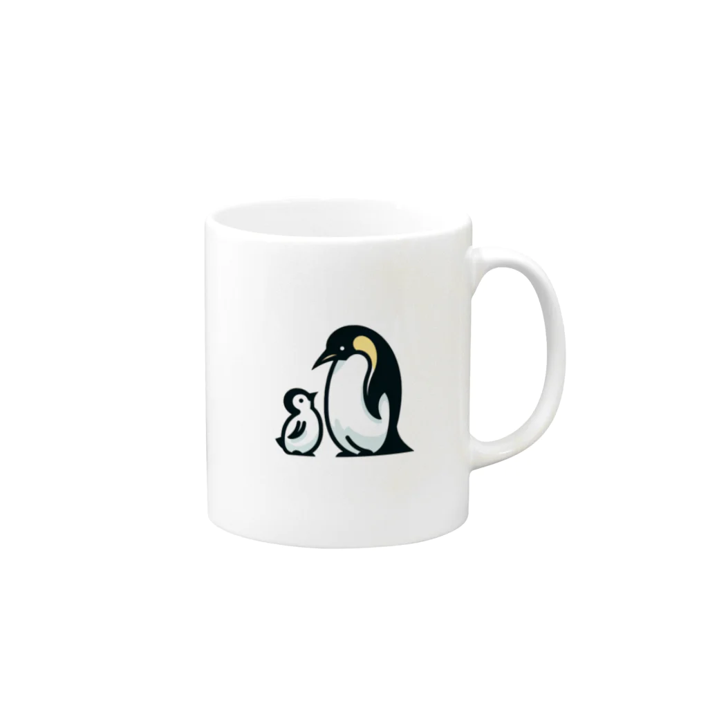 もふもふの森のペンギンのおやこ Mug :right side of the handle