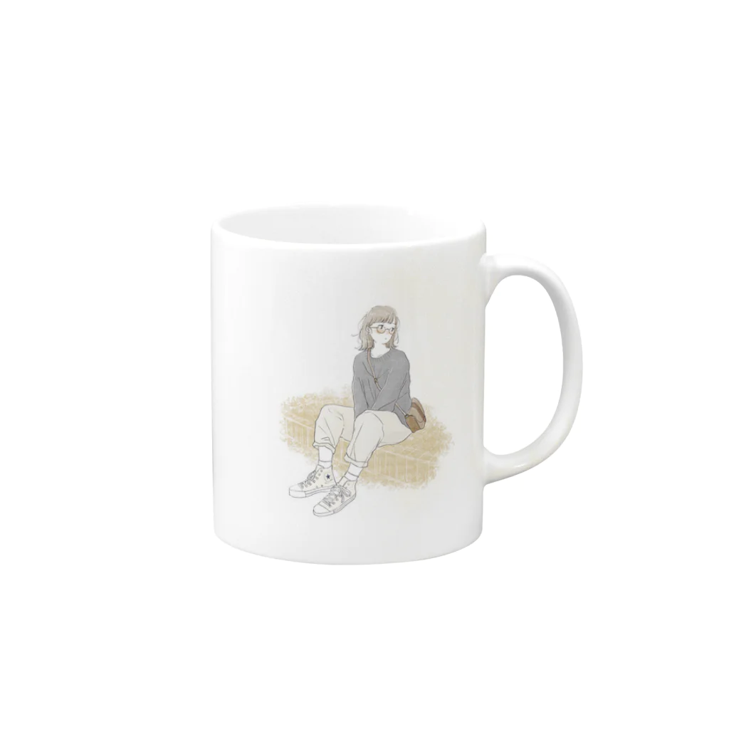 あめをたべようのふりかえるおんなのこ Mug :right side of the handle