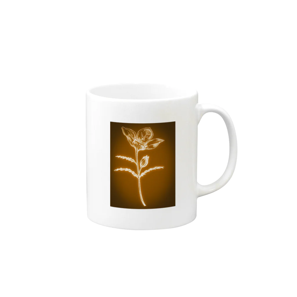 ペンで描く植物の詩のevening primrose(反転セピア) Mug :right side of the handle