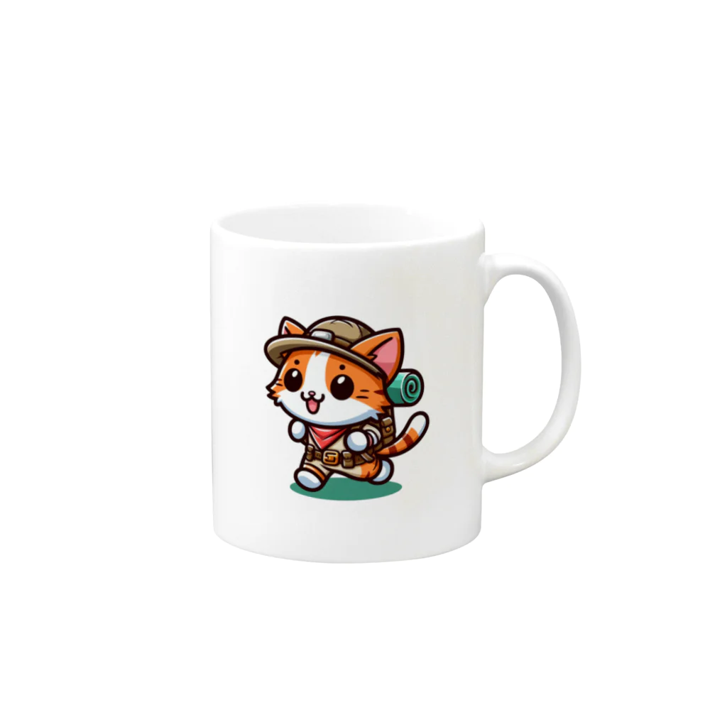 BinaryStoreの冒険好きな猫 Mug :right side of the handle