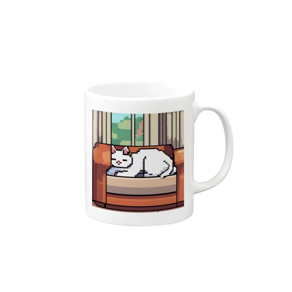 ネコナデール・ニャンコスキーのくつろぐ猫 Mug :right side of the handle