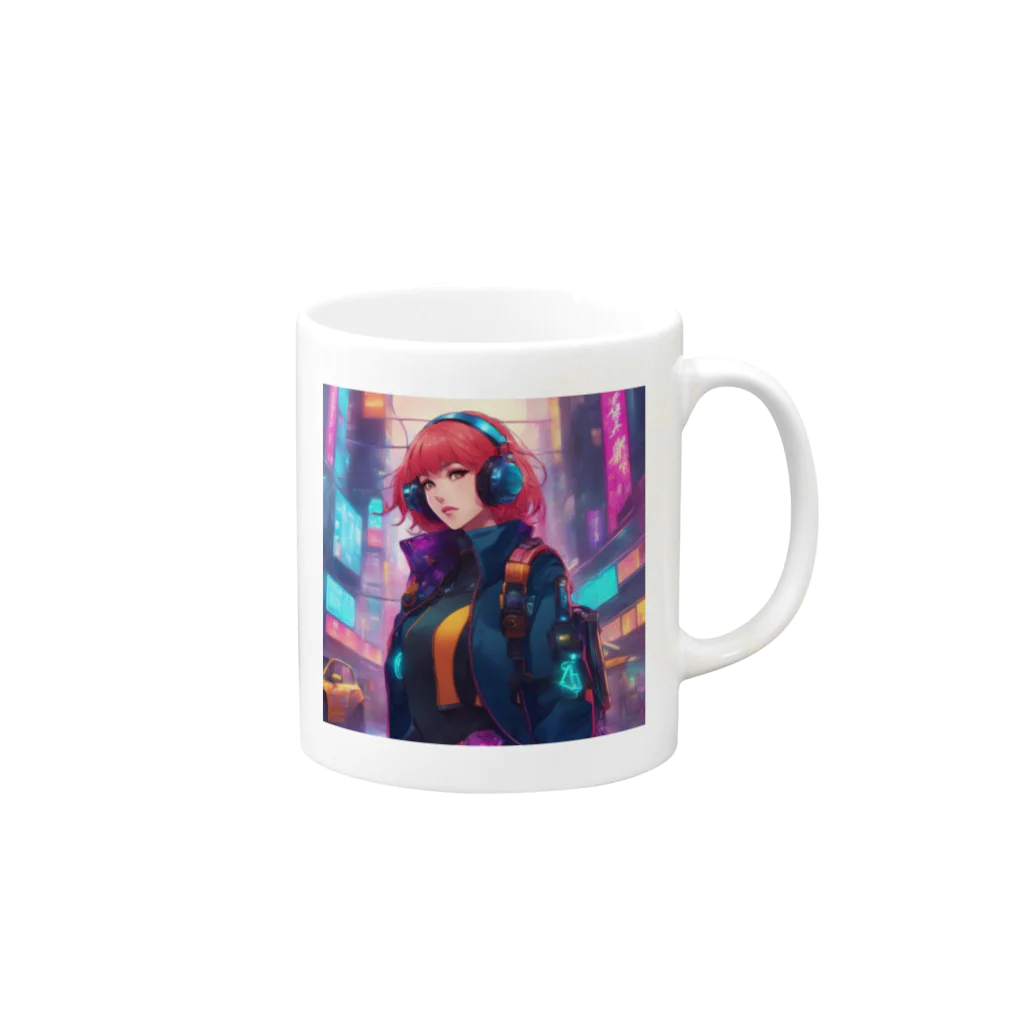 saka7914のサイバー女子 Mug :right side of the handle