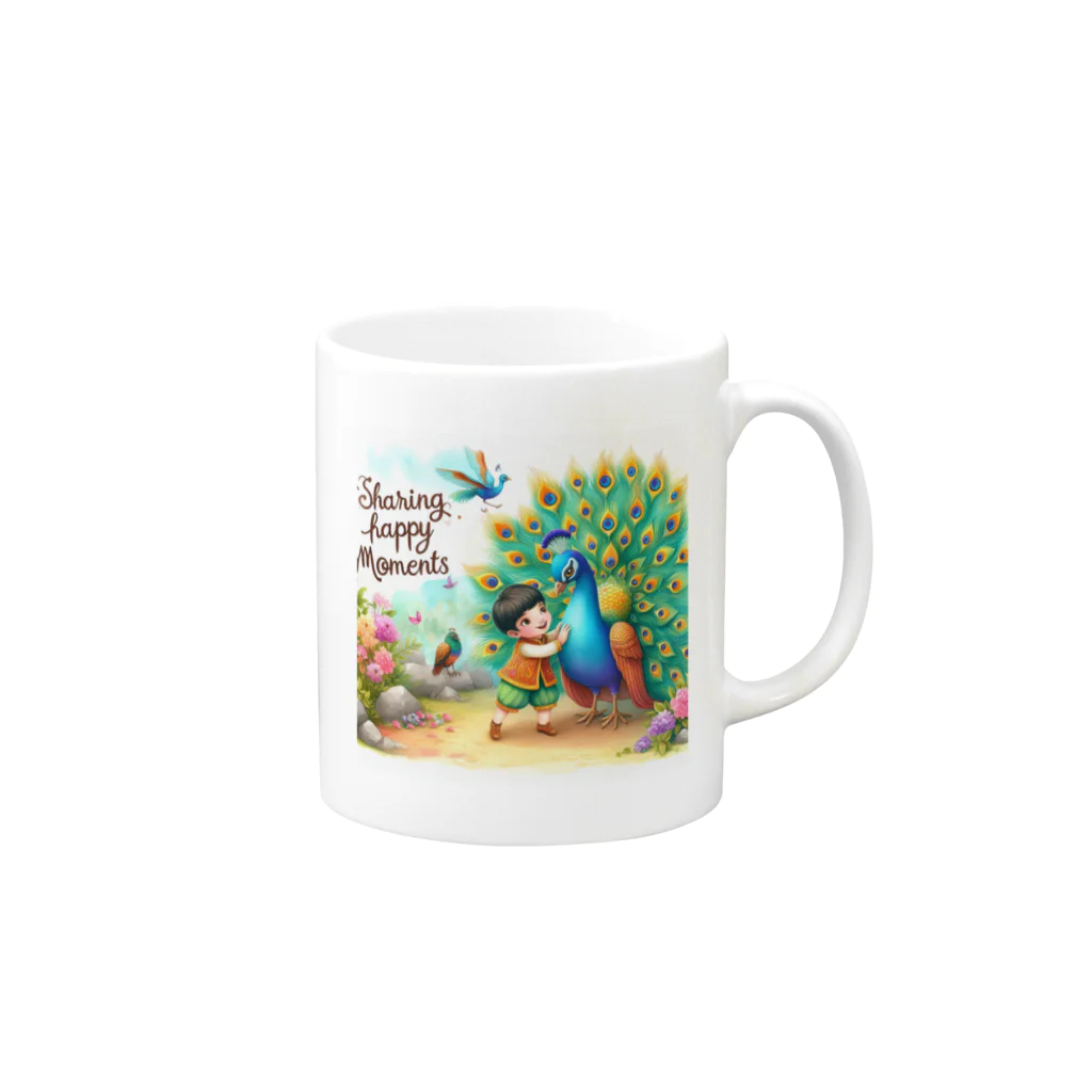 J-Peacockのイメージディスクリプション Mug :right side of the handle