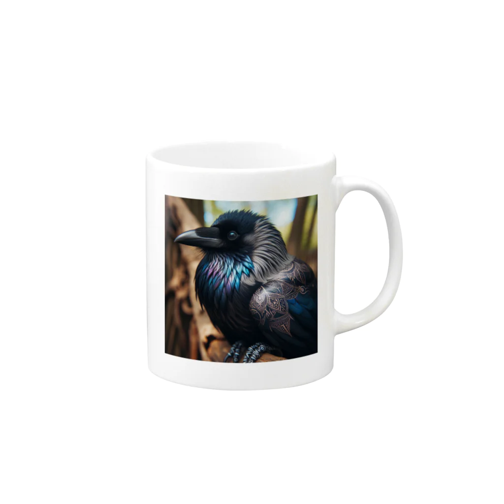 teru4312のカラス Mug :right side of the handle