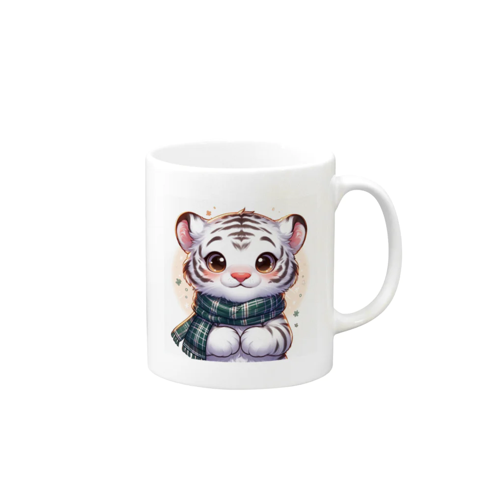 あにまるずのほわいとたいがー Mug :right side of the handle