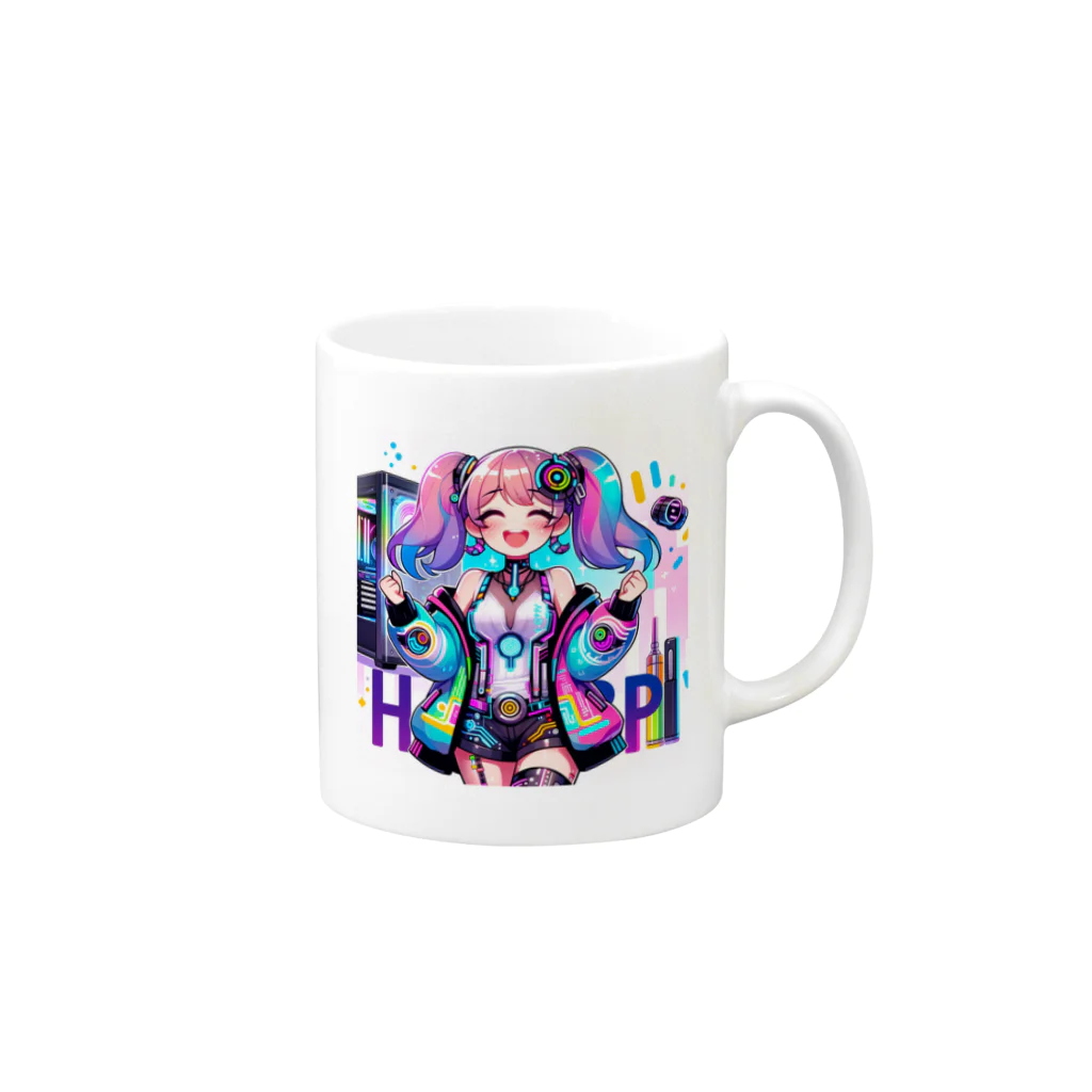 iSysのゲーミング少女ピーシースリー Mug :right side of the handle