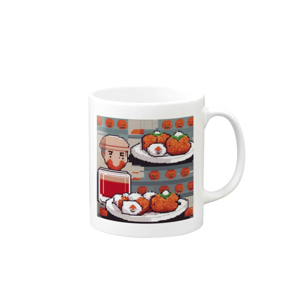 kawaiidoubututatiのいくらおにぎり Mug :right side of the handle