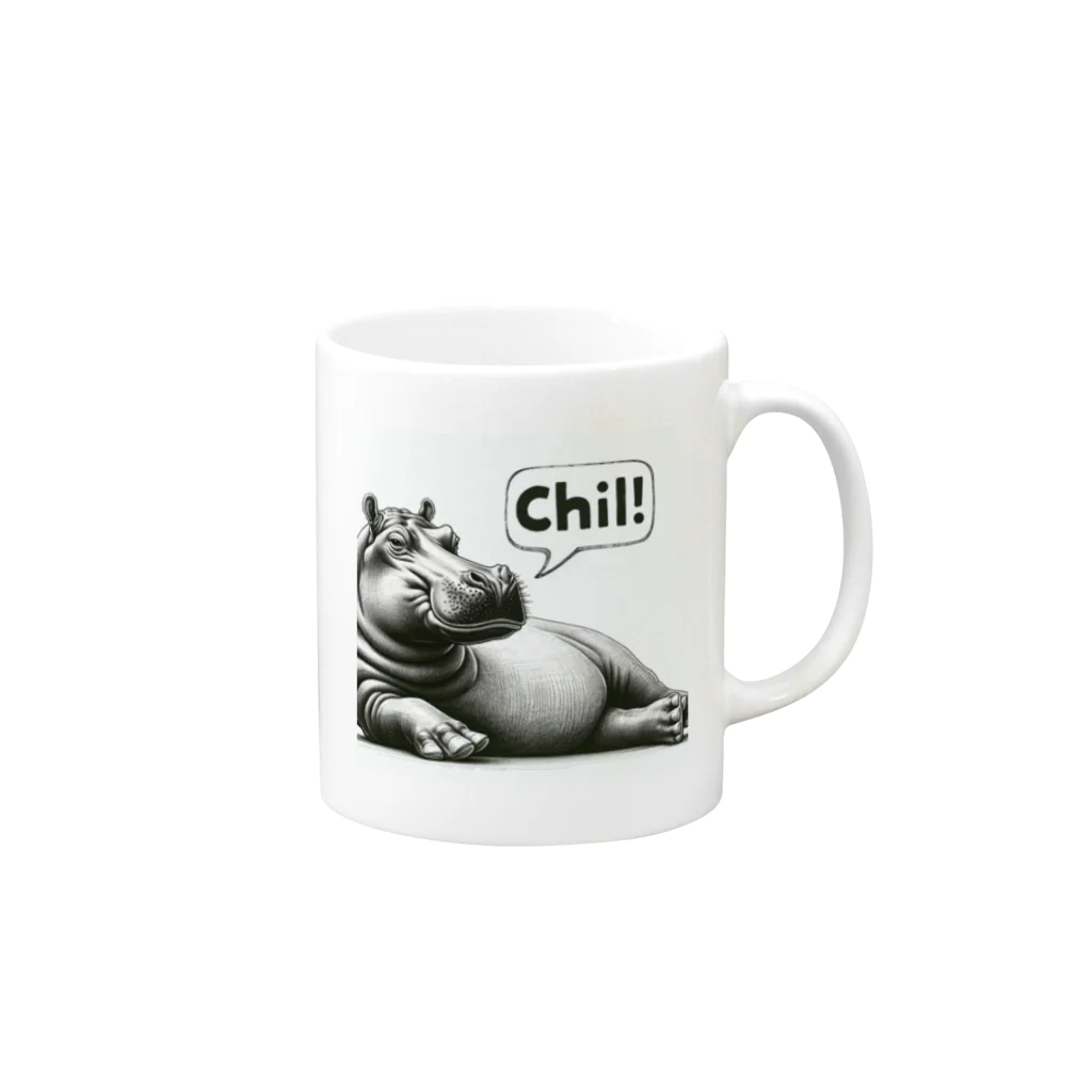 momoRockのデッサンタッチ カバ(Chil) Mug :right side of the handle