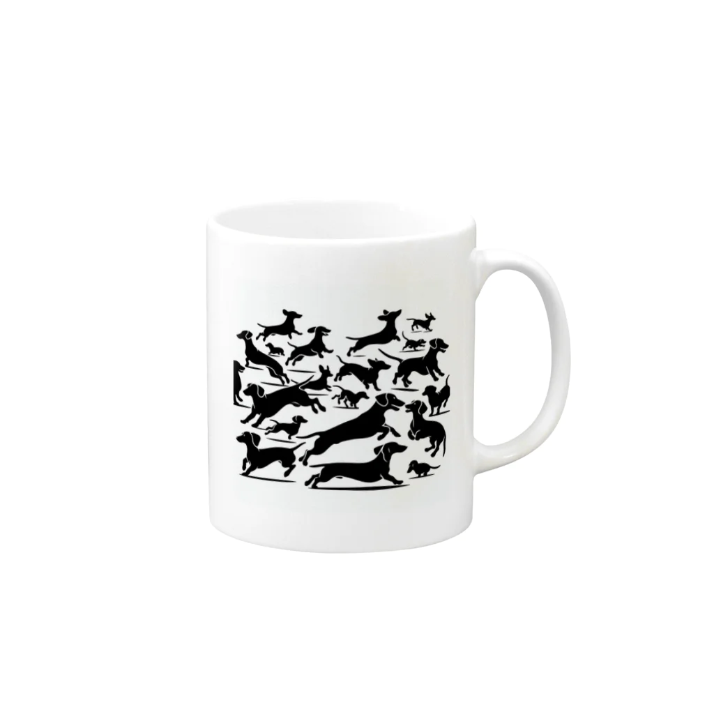 dogfulのミニチュアダックスフンドの運動会 Mug :right side of the handle