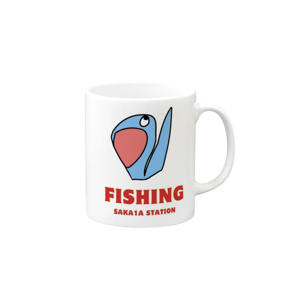 SAKA1AのSAKA1A STATION fishing LOGO マグカップの取っ手の右面