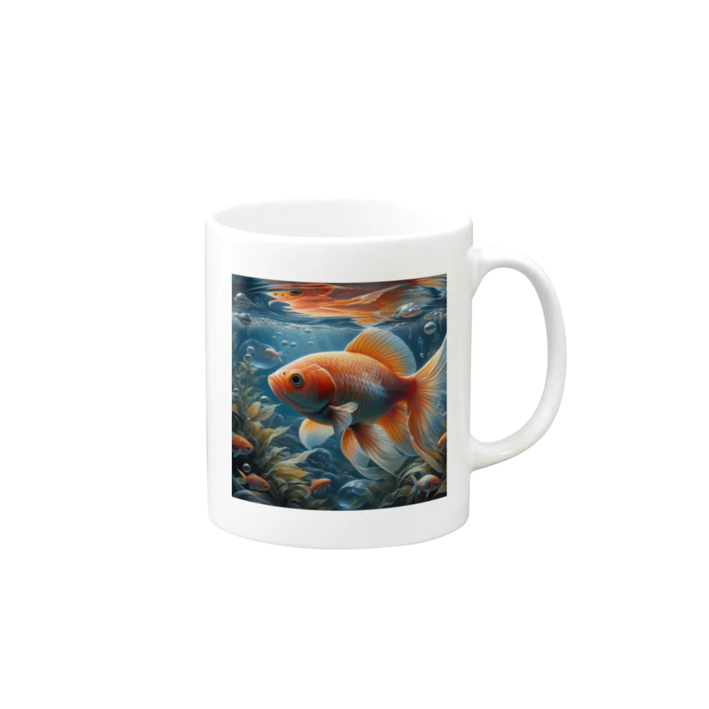 アートフル・メッセンジャーの金運招福金魚様 Mug :right side of the handle