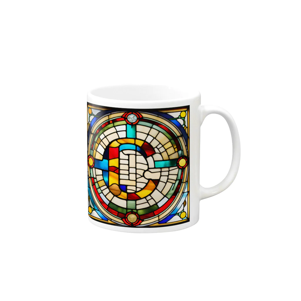 alphabet stained glassのstained glass C マグカップの取っ手の右面