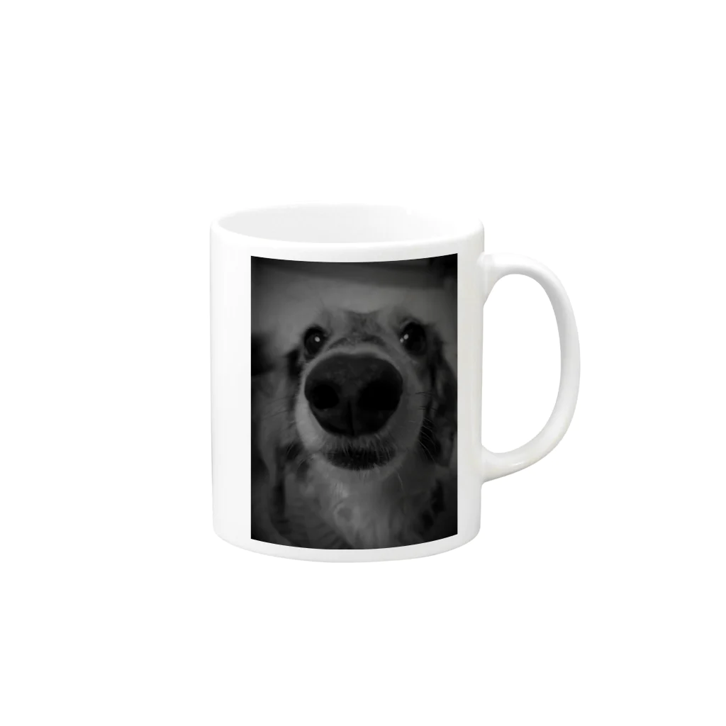 犬、猫　プリントの鼻ﾃﾞｶわんこ Mug :right side of the handle