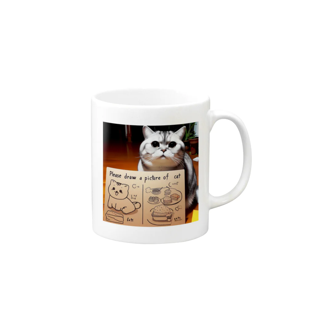 雑貨屋ちぃずのおねだり猫 Mug :right side of the handle