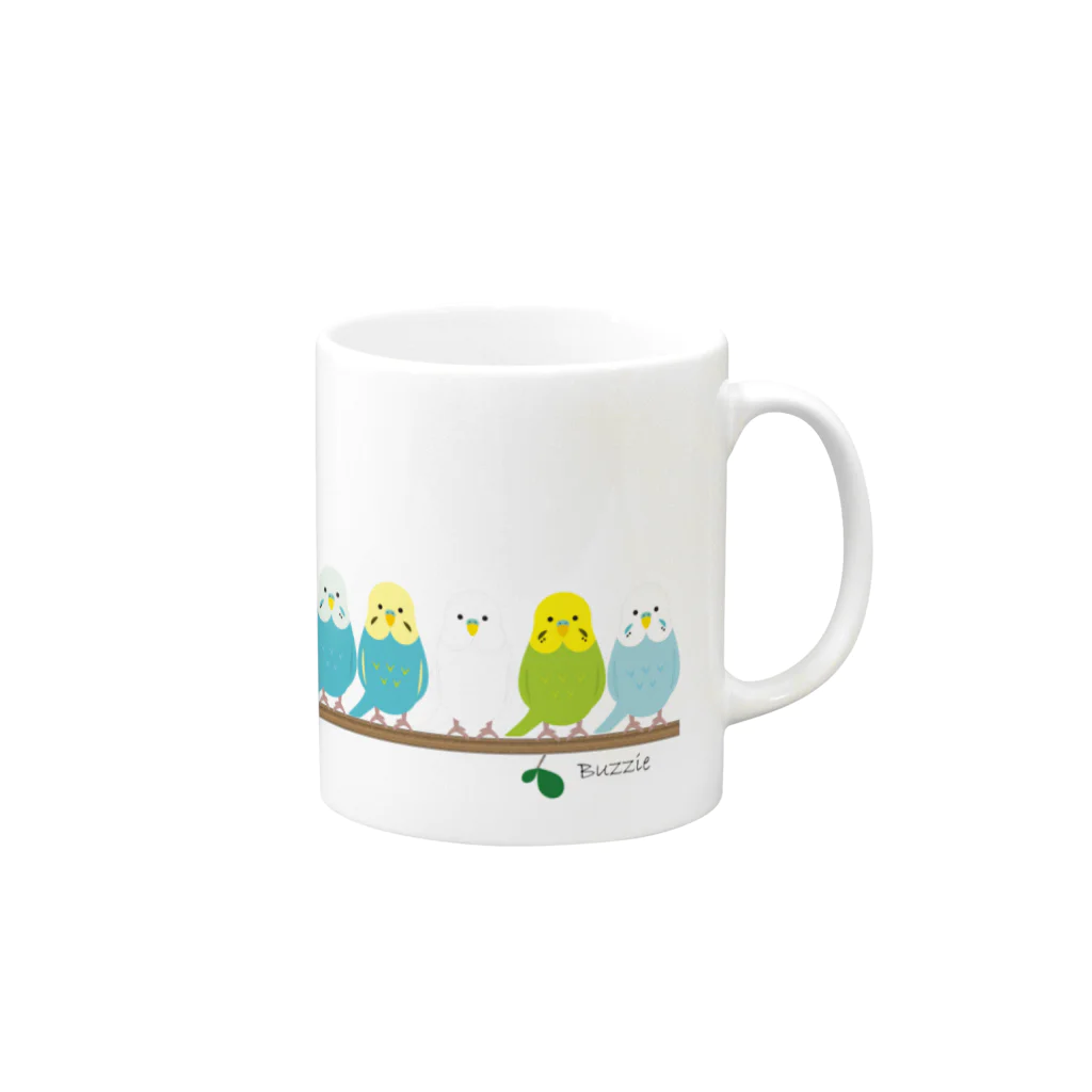 Happy birdsの横ならび セキセイ Mug :right side of the handle