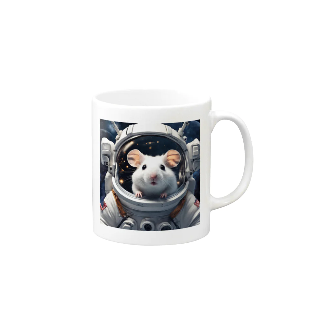 しろはむの宇宙旅行する白いハムスター Mug :right side of the handle