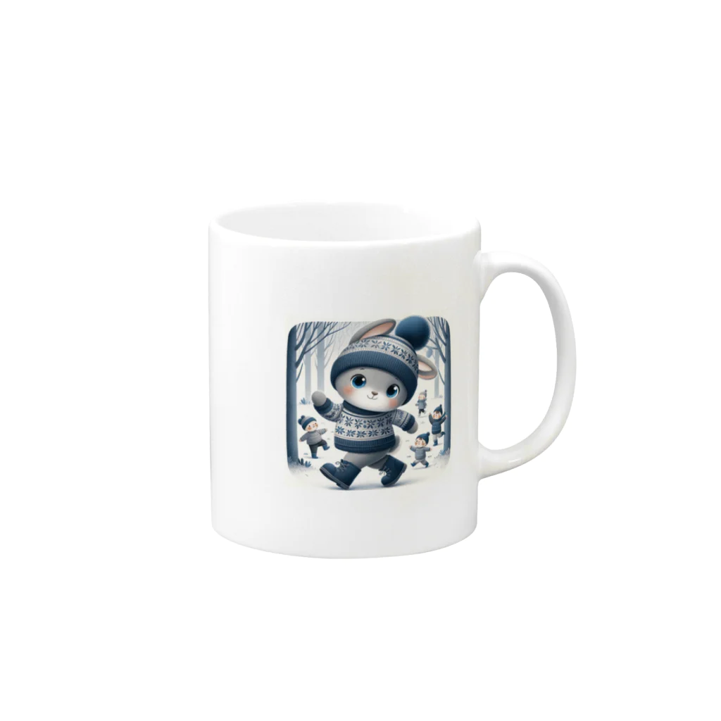 ナノ・ファンタジアの冬のうさぎくん Mug :right side of the handle