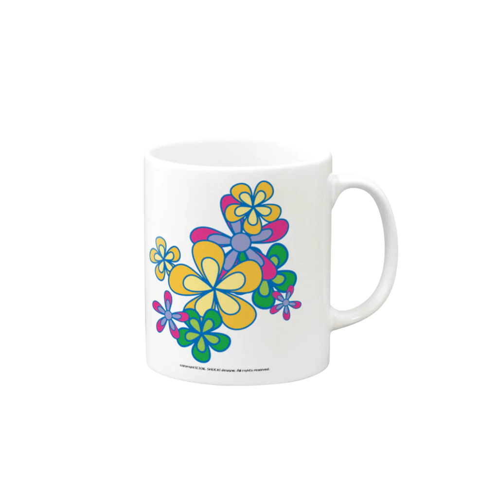 ファンシーTシャツ屋のカラフルフラワーアート Mug :right side of the handle