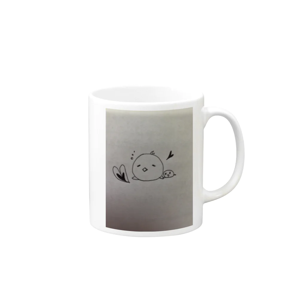 ヒヨコマメのおねぼけ親子 Mug :right side of the handle