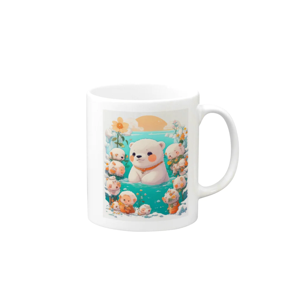 りんりんの可愛いシロクマちゃんショップ　かわいいよ！の水遊びをしている白熊 Mug :right side of the handle