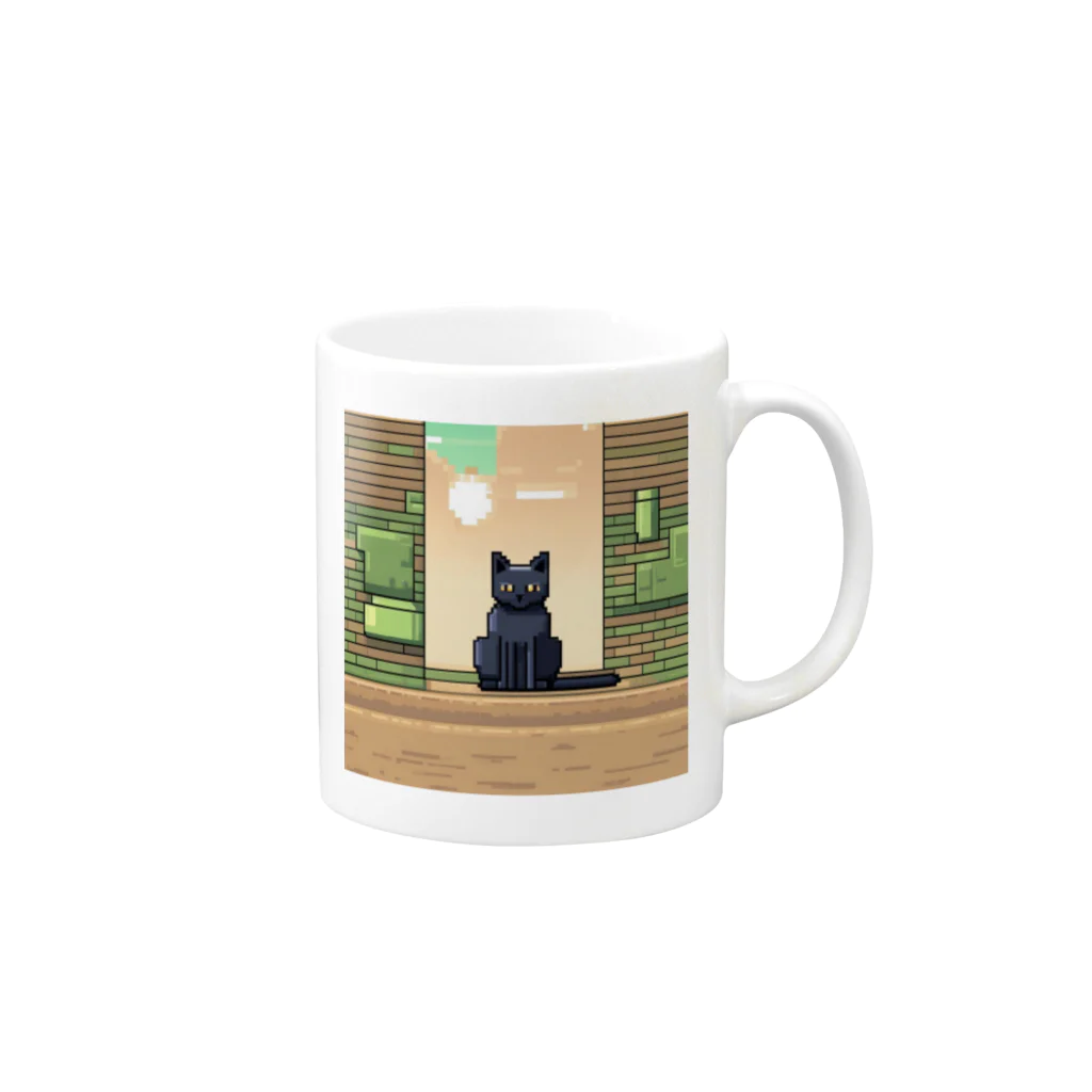 mutounの街中でたたずむ黒猫 Mug :right side of the handle