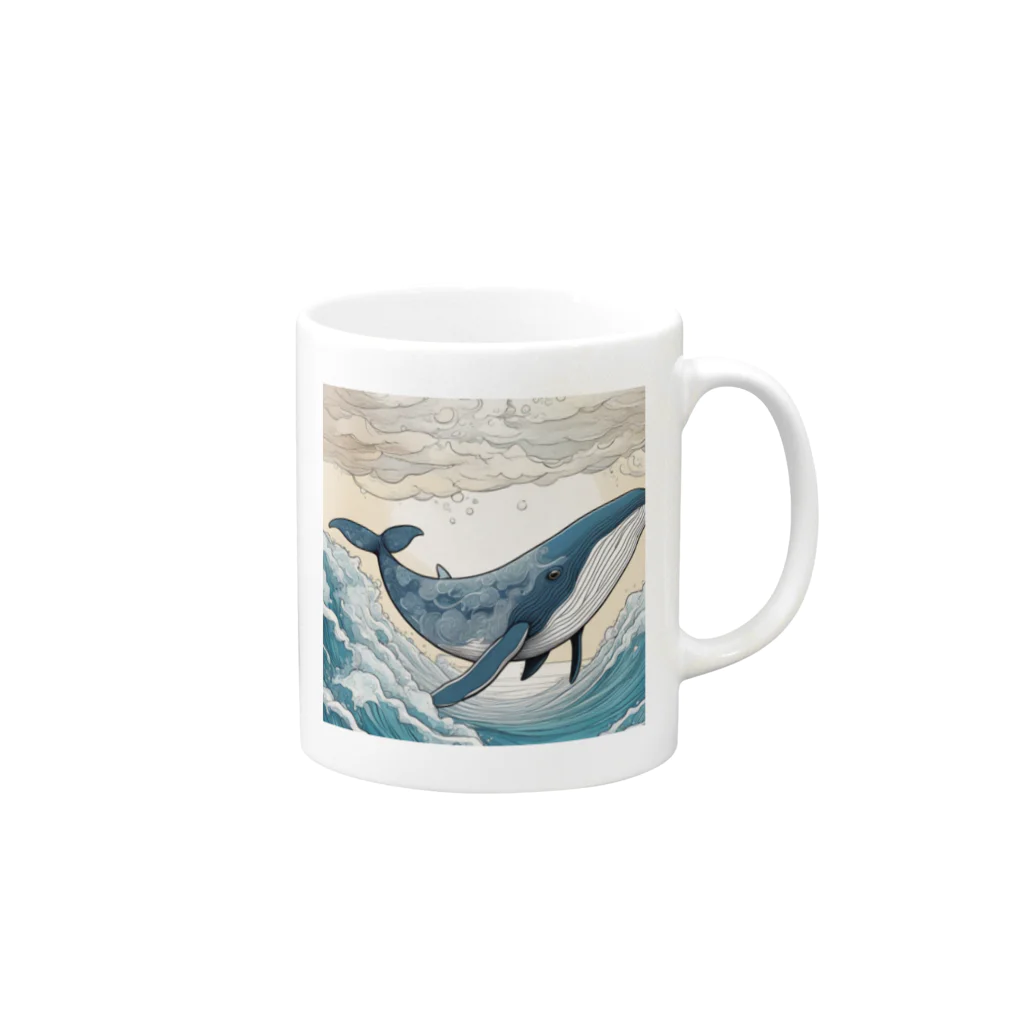 chiharu_wの和柄クジラ Mug :right side of the handle