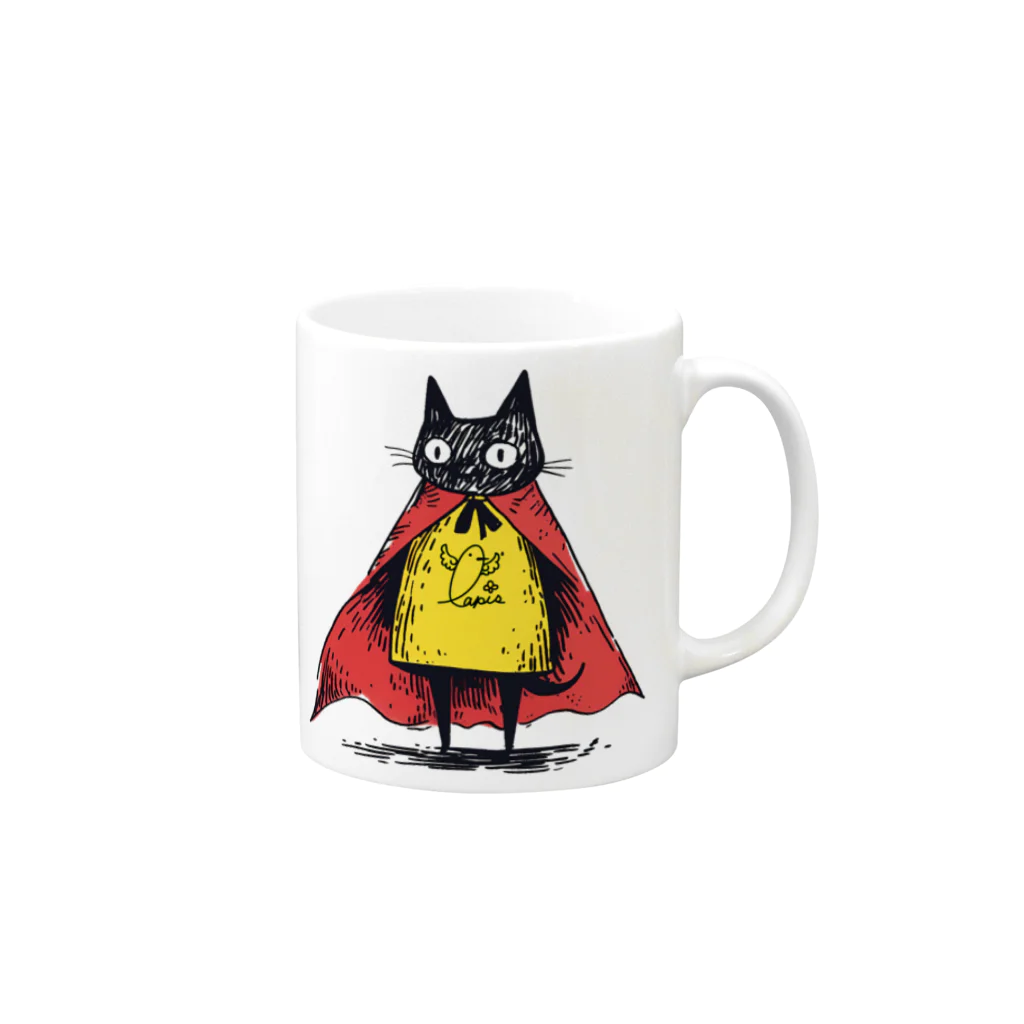Lapis SHOPの黒猫ヒーロー Mug :right side of the handle