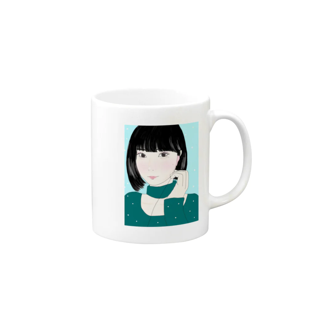 もものおみせの初雪 Mug :right side of the handle