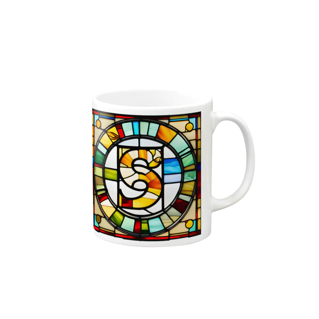 alphabet stained glassのstained glass S マグカップの取っ手の右面