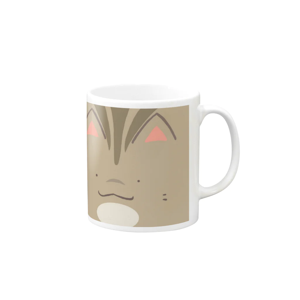 もふもふ堂のしましまにゃんこのにゃグカップ Mug :right side of the handle