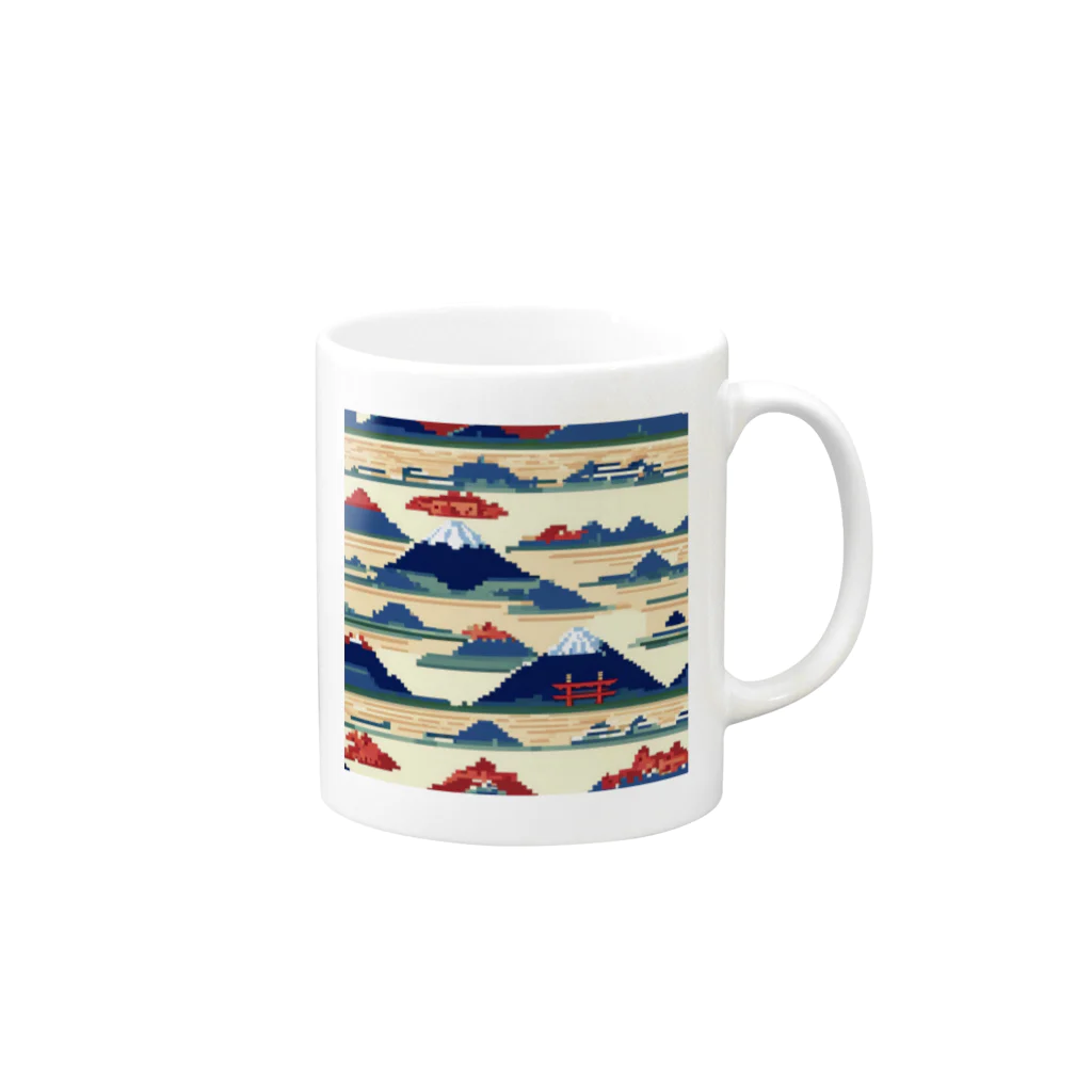 curtisの富士山ピクセルアート Mug :right side of the handle