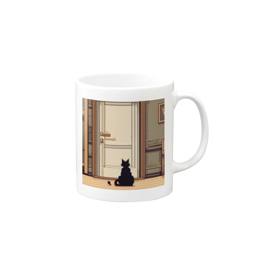 masaのドアの前で待っている猫 Mug :right side of the handle