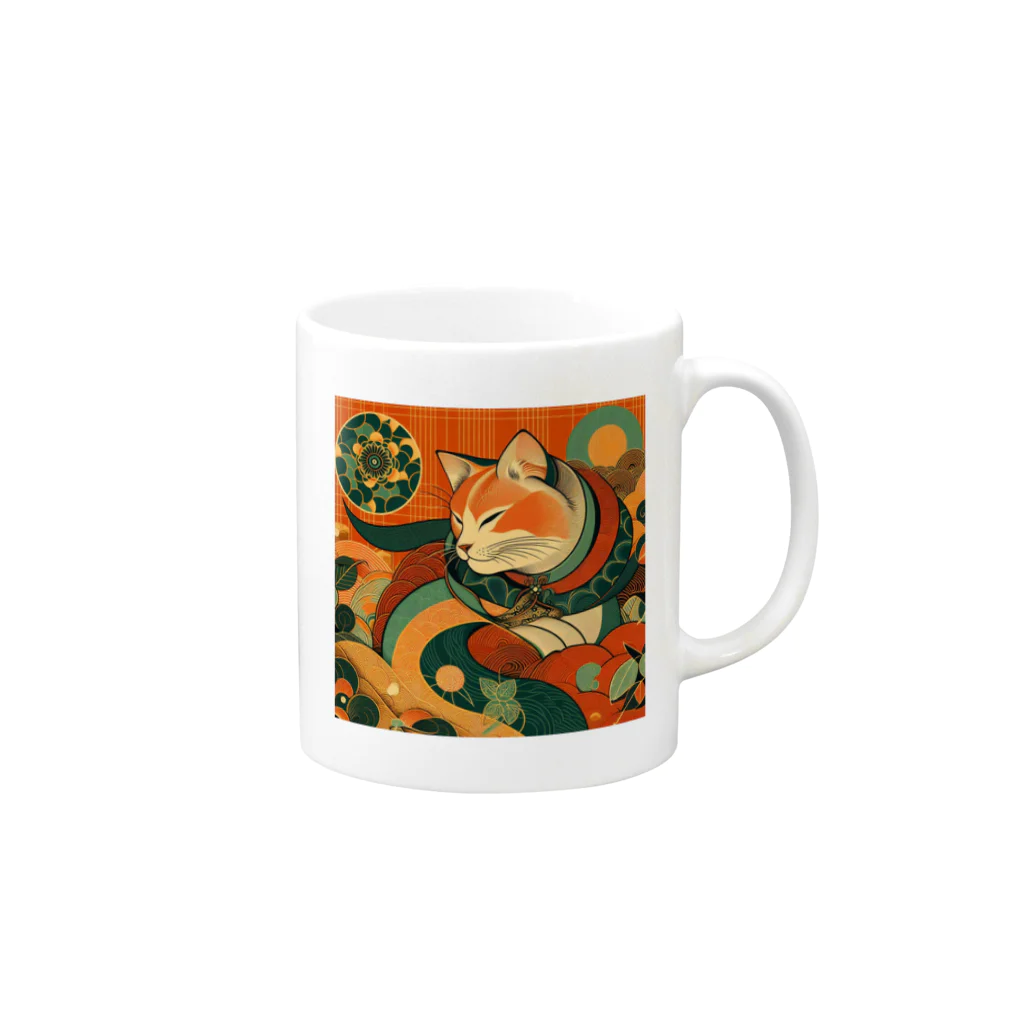 あずきば-あたりの着物猫シリーズ Mug :right side of the handle