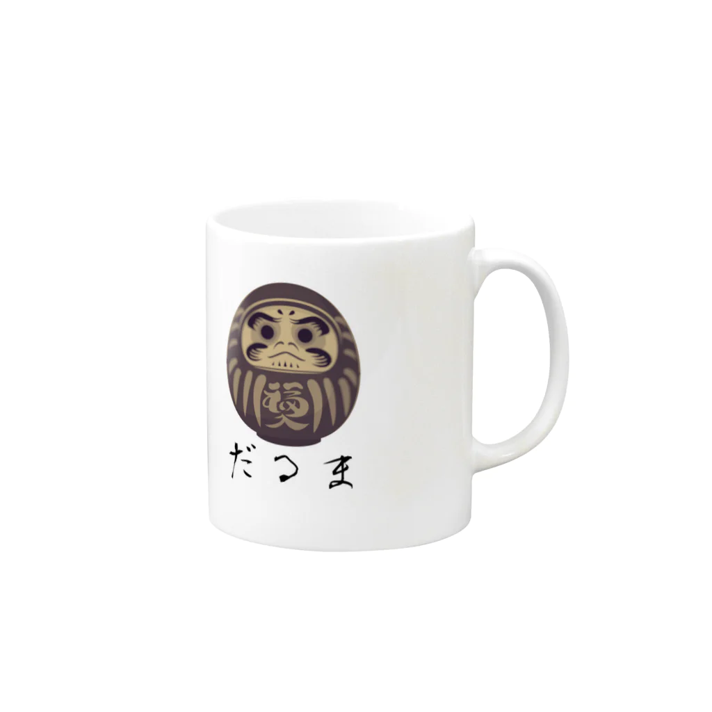 SUKIYAKIの少し怖いダルマTシャツ Mug :right side of the handle