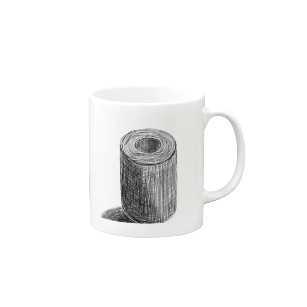 いちご2415のトイレットペーパー【デッサン風】 Mug :right side of the handle